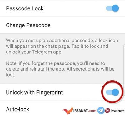 فعال کردن قفل اثرانگشت تلگرام , به روز بودن تلگرام