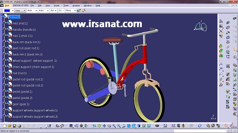 طراحي دوچرخه در نرم افزار کتیا (bicycle in catia)